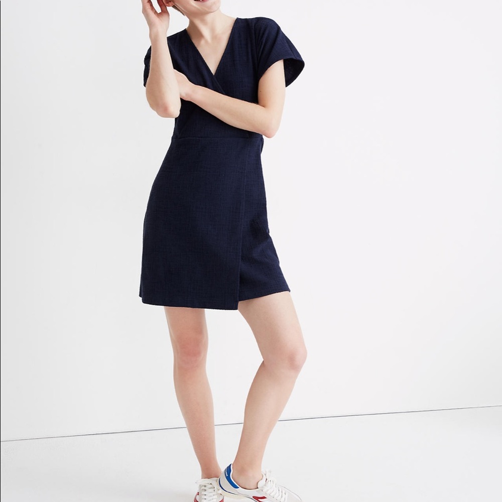 Madewell Cross-Front Flutter-Sleeve Mini Dress